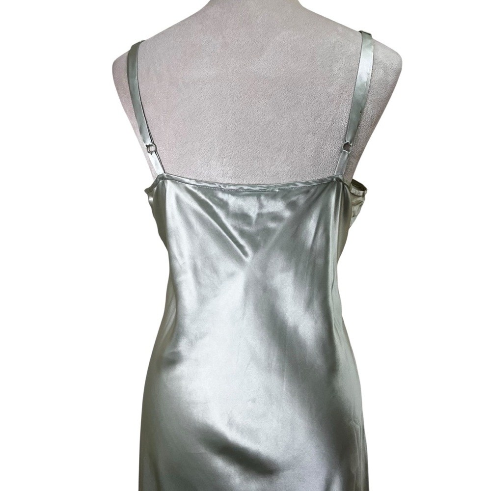 Vintage 90s 100% Silk Slip Maxi Dress | Pistachio Celery Green | Size L | Tweeds - Picture 7 of 12
